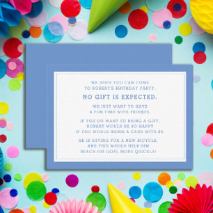 Carte D'accompagnement Bleu Blanc Foie 5 Dollar fête d'anniversaire