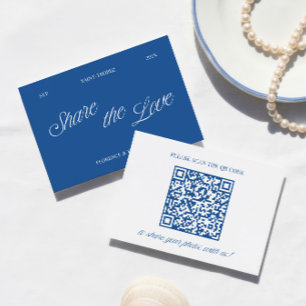 Carte D'accompagnement Bleu Classique Partagez l'Amour Code QR de Photo d