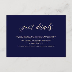 Carte D'accompagnement Bleu de marine avec typographie de broussailles