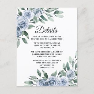 Carte D'accompagnement Bleu Dusty Elegant Floral Boho Rose Rustique Maria