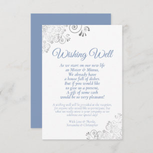 Carte D'accompagnement Bleu Dusty Silver Mariage blanc en attente bien po