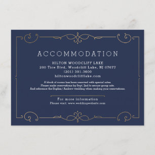 Carte D'accompagnement Bleu élégant moderne classique hébergement mariage