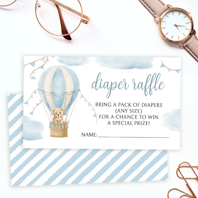 Carte D'accompagnement Bleu en peluche balle à air chaud tombole à couche (Créateur téléchargé)