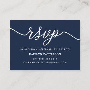 Carte D'accompagnement Bleu et blanc Script simple RSVP