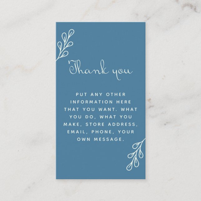 Carte D'accompagnement Bleu et crème merci, lien social boîtier (Devant)