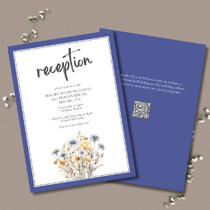 Carte D'accompagnement Bleu Fleur sauvage Moderne Elégant Mariage Récepti
