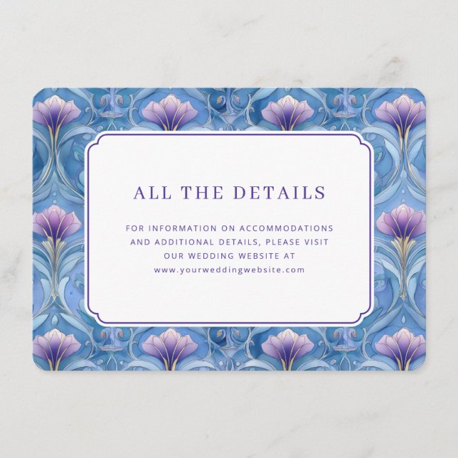 Carte D'accompagnement Bleu Floral Élégant (Devant)