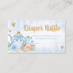 Carte D'accompagnement Bleu Floral Tea Party Baby shower Déchets Raffle