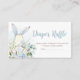 Carte D'accompagnement Bleu Flore Lapin Lapin Baby shower Déchets Raffin