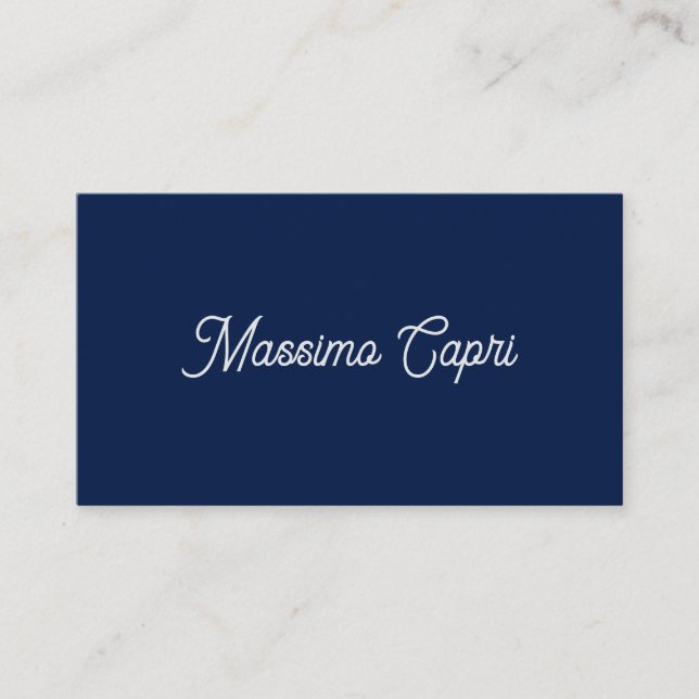 Carte D'accompagnement Bleu foncé Élégant Casual Propre Nom Écriture manu (Devant)