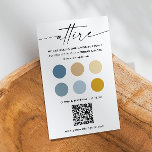 Carte D'accompagnement Bleu Jaune habit code palette   QR<br><div class="desc">Guidez vos invités avec élégance avec cette carte de vêtements bleu pastel, jaune et ivoire mariage. Carte de code vestimentaire avec une palette de couleurs gaie et un code QR personnalisable. Insérez parfait pour les mariages délicats d'été, de plage, de côte ou de destination ensoleillée. Liez-vous à votre site Web...</div>