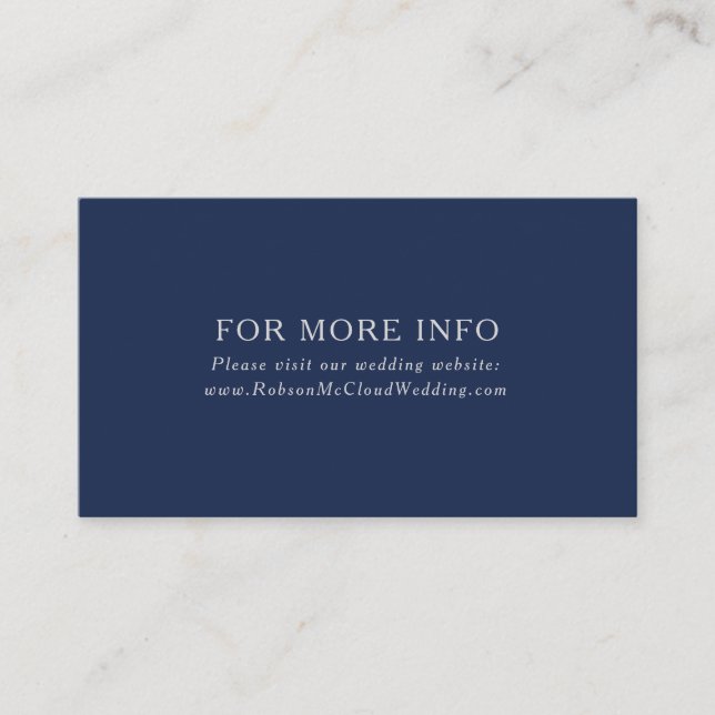 Carte D'accompagnement Bleu marin minimal classique | Site Mariage Silver (Devant)