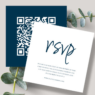 Carte D'accompagnement Bleu marine   Code QR   Réponse au mariage
