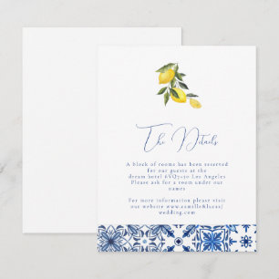 Carte D'accompagnement Bleu méditerranéen tuile & agrumes Détails Mariage