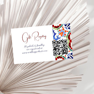 Carte D'accompagnement Bleu mexicain folk coloré tuiles qr registre cadea