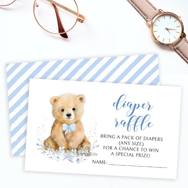 Carte D'accompagnement Bleu mignon ours en peluche baby shower tombole de (Créateur téléchargé)