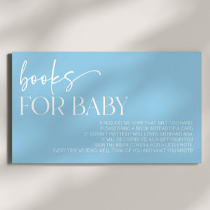 Carte D'accompagnement Bleu Minimal Minimaliste Baby shower Livres Pour B
