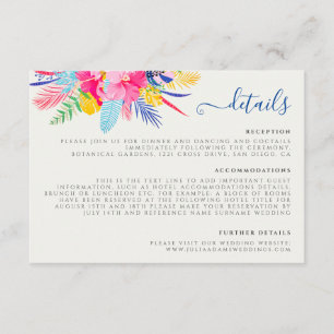 Carte D'accompagnement Bleu Nuit Rose Forêt Tropicale Émeraude Mariage