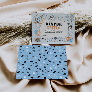 Carte D'accompagnement Bleu Orange Halloween Éffrayant Boo Diaper Raffle