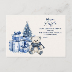 Carte D'accompagnement Bleu Ours Baby shower de Noël Diapper Raffer