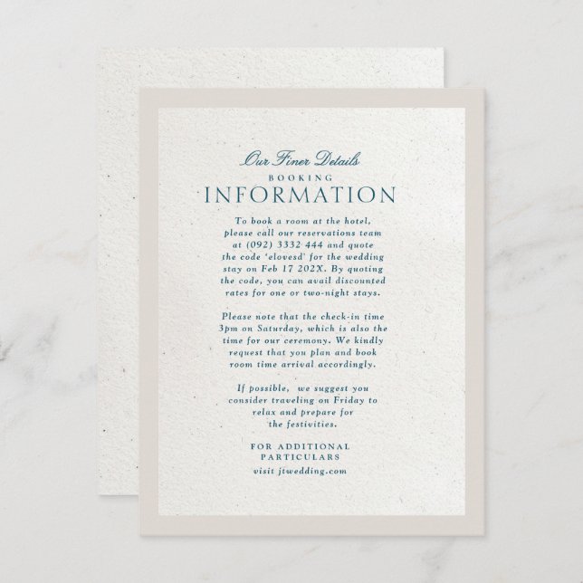 Carte D'accompagnement Bleu Papier Artisanal Fait Main de Cotswolds Détai (Devant / Derrière)