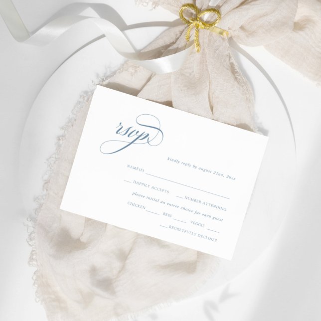 Carte D'accompagnement Bleu poussiéreux vintage crête RSVP (Créateur téléchargé)