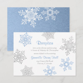 Carte D'accompagnement Bleu Silver Hiver Flocon de neige Réception de mar