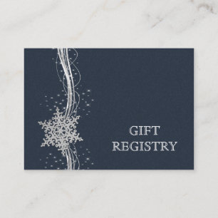 Carte D'accompagnement Bleu Silver Snowflakes mariage registre cadeau
