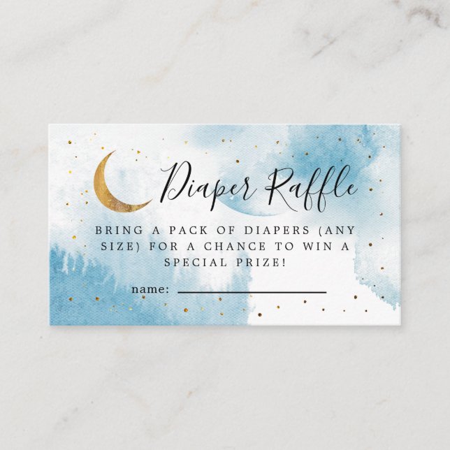 Carte D'accompagnement Bleu Sur La Lune Baby shower Déchets Raffle (Devant)