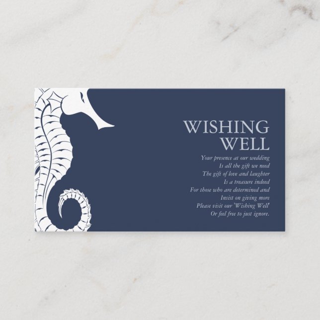 Carte D'accompagnement Bleu Wave Seahorse Wishing well V2 ID836 (Devant)