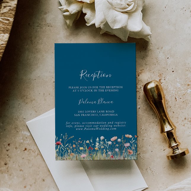 Carte D'accompagnement Blissful Boho Fleur sauvage Réception de mariage (Créateur téléchargé)