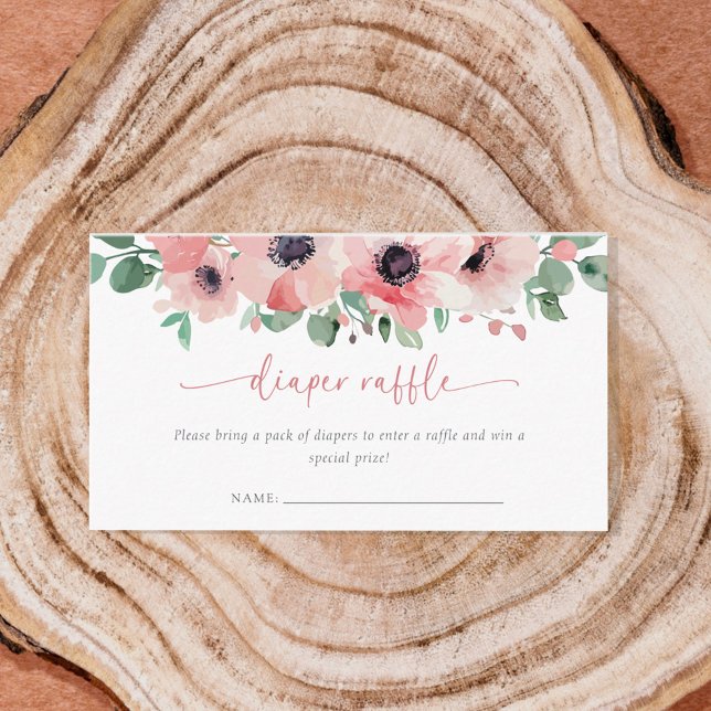 Carte D'accompagnement Blooming in Love Diaper Raffle Pink Baby Shower (Créateur téléchargé)