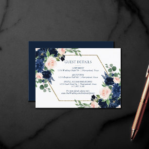 Carte D'accompagnement Blooms Chics Navy Blue and Blush Détails de l'in