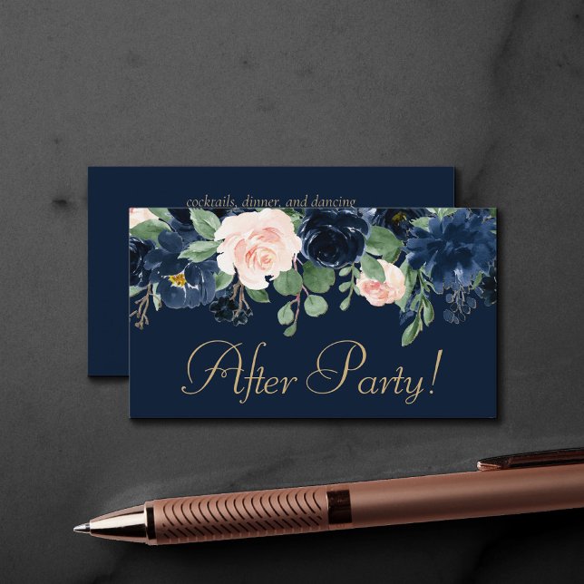 Carte D'accompagnement Blooms Chics | Réception en bleu foncé et bleu mar (Créateur téléchargé)