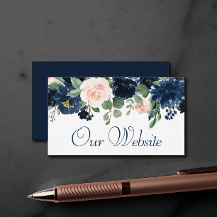 Carte D'accompagnement Blooms Chics Site de Navy Blue and Blush Garland
