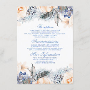 Carte D'accompagnement Blue and Peach Floral Information du Mariage Invit