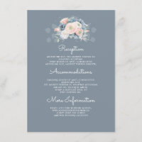 Blue and Peach Floral Information du Mariage Invit