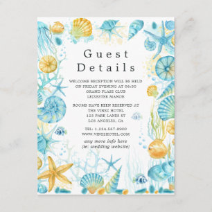 Carte D'accompagnement Blue and Yellow Sea Life Mariage Détails au sujet