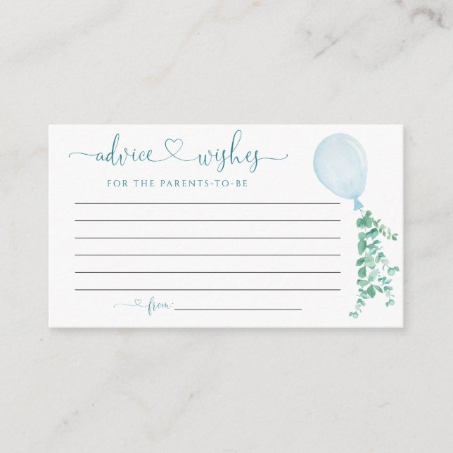 Carte D'accompagnement Blue Balloon Conseils Wings Pour Baby Card (Devant)