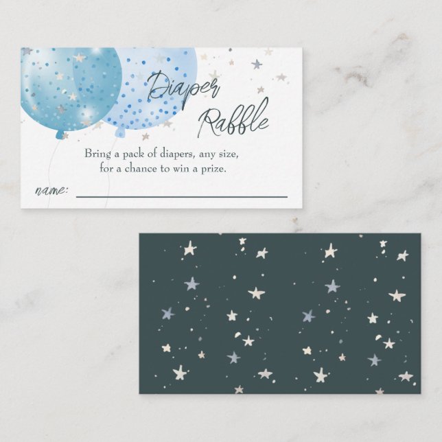 Carte D'accompagnement Blue Balloons Boy Baby shower Demande de couche (Devant / Derrière)