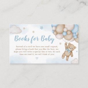 Carte D'accompagnement Blue Bear Balloons Baby shower Livres pour bébé