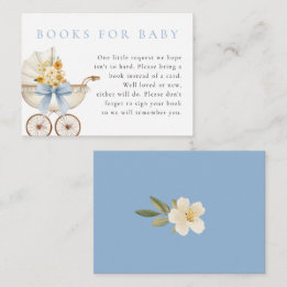 Carte D'accompagnement Blue Books for Baby Card Vintage Pram Baby Shower