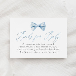 Carte D'accompagnement Blue Bowtie Baby shower Livres pour bébé