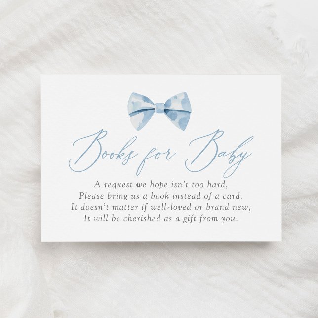Carte D'accompagnement Blue Bowtie Baby shower Livres pour bébé (Créateur téléchargé)