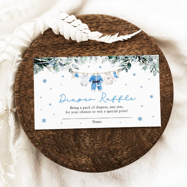 Carte D'accompagnement Blue Boy Christmas Père Noël Baby shower Déchets R (Blue Boy Christmas Santa Baby Shower Diaper Raffle Card)
