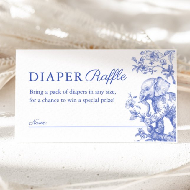 Carte D'accompagnement Blue Boy Toile Safari Diaper Baby shower Raffle (Blue Boy Toile Safari Diaper Raffle Baby Shower Enclosure Card)