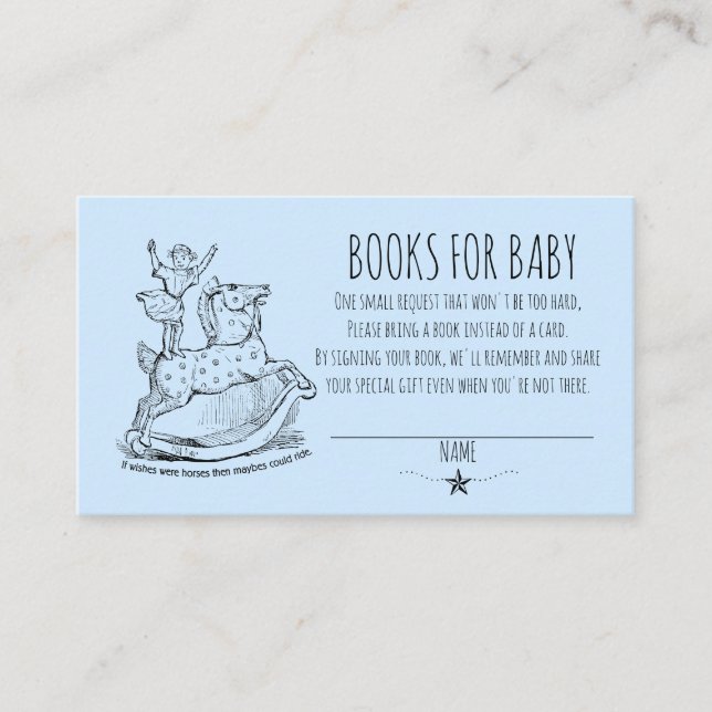 Carte D'accompagnement Blue Boy Whimsical Baby shower Livres Pour Bébé (Devant)