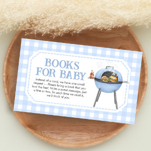 Carte D'accompagnement Blue Burger BBQ Baby Shower Livres pour Bébé