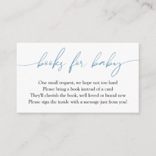 Carte D'accompagnement Blue Calligraphy Books for Baby Request