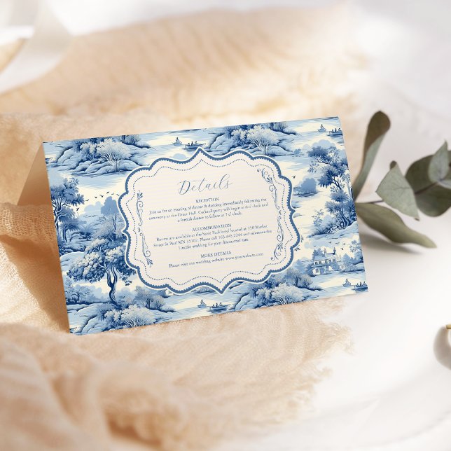 Carte D'accompagnement Blue Chinoiserie Porcelain Botanique Peony Mariage (Créateur téléchargé)